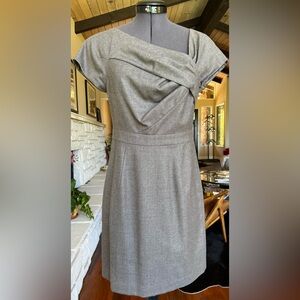 J.CREW Office Dress Womens 100% Wool grey taupe Cap Sleeve Size 0P